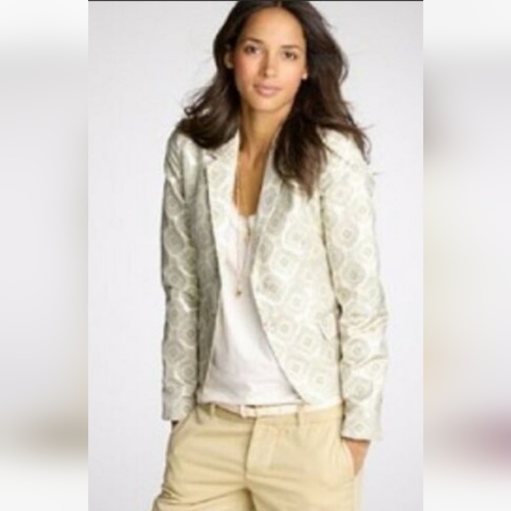 J. Crew Cream Patterned Blazer